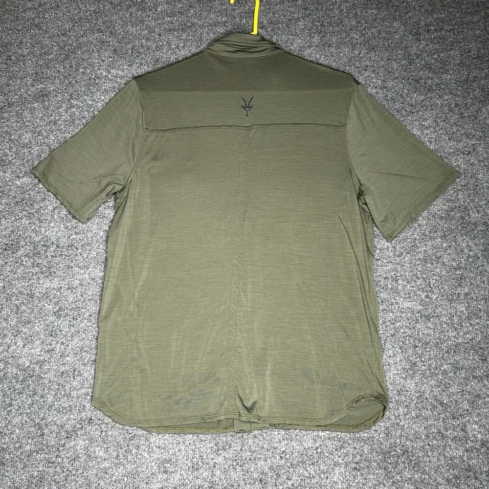 Ibex Merino Wool Short Sleeve Button Up Shirt Women Small Olive Green Performanc - Picture 2 of 8